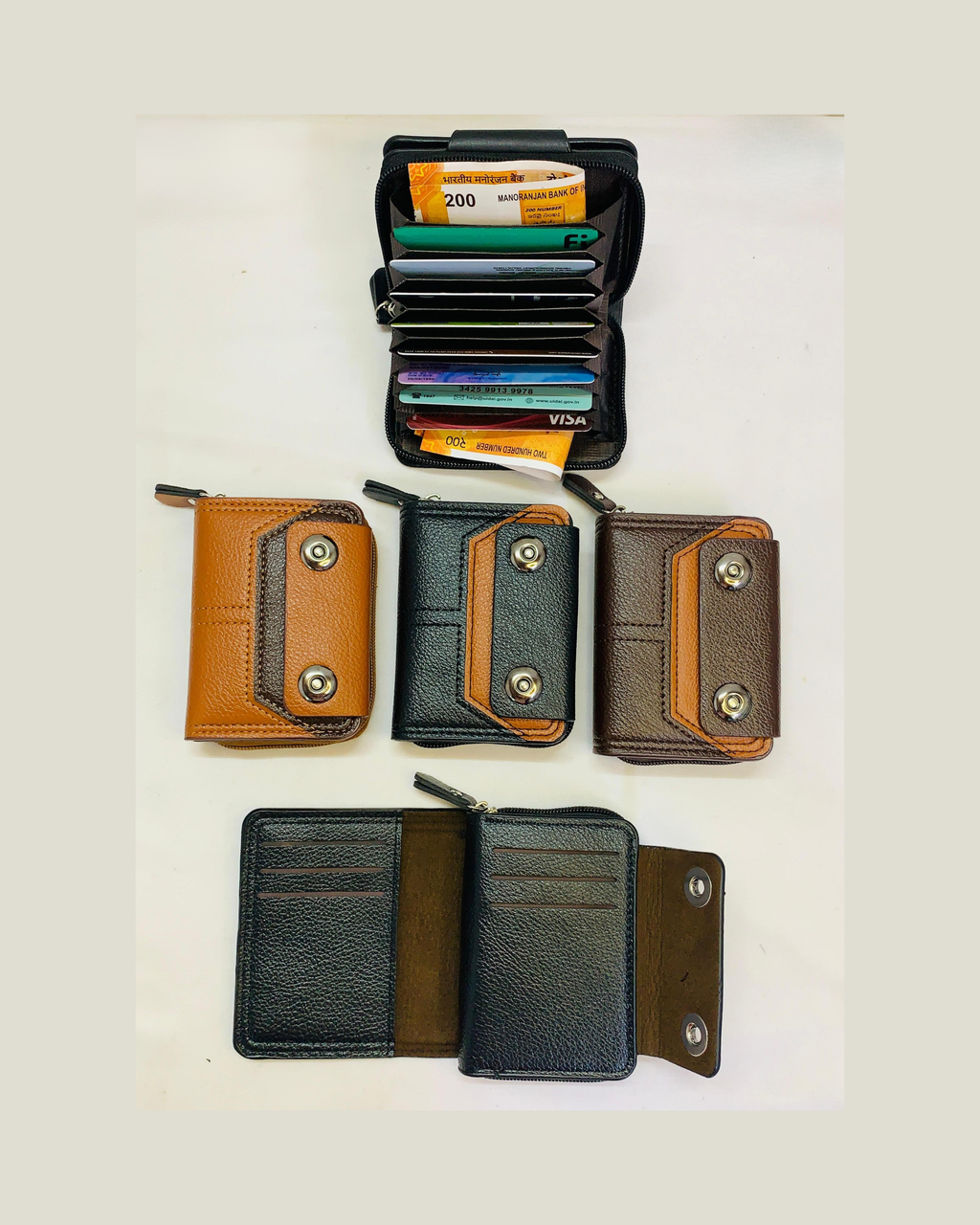 Men & Women Casual Blue Artificial Leather
(11 Card Slots)Zipper Card Holder And wallet