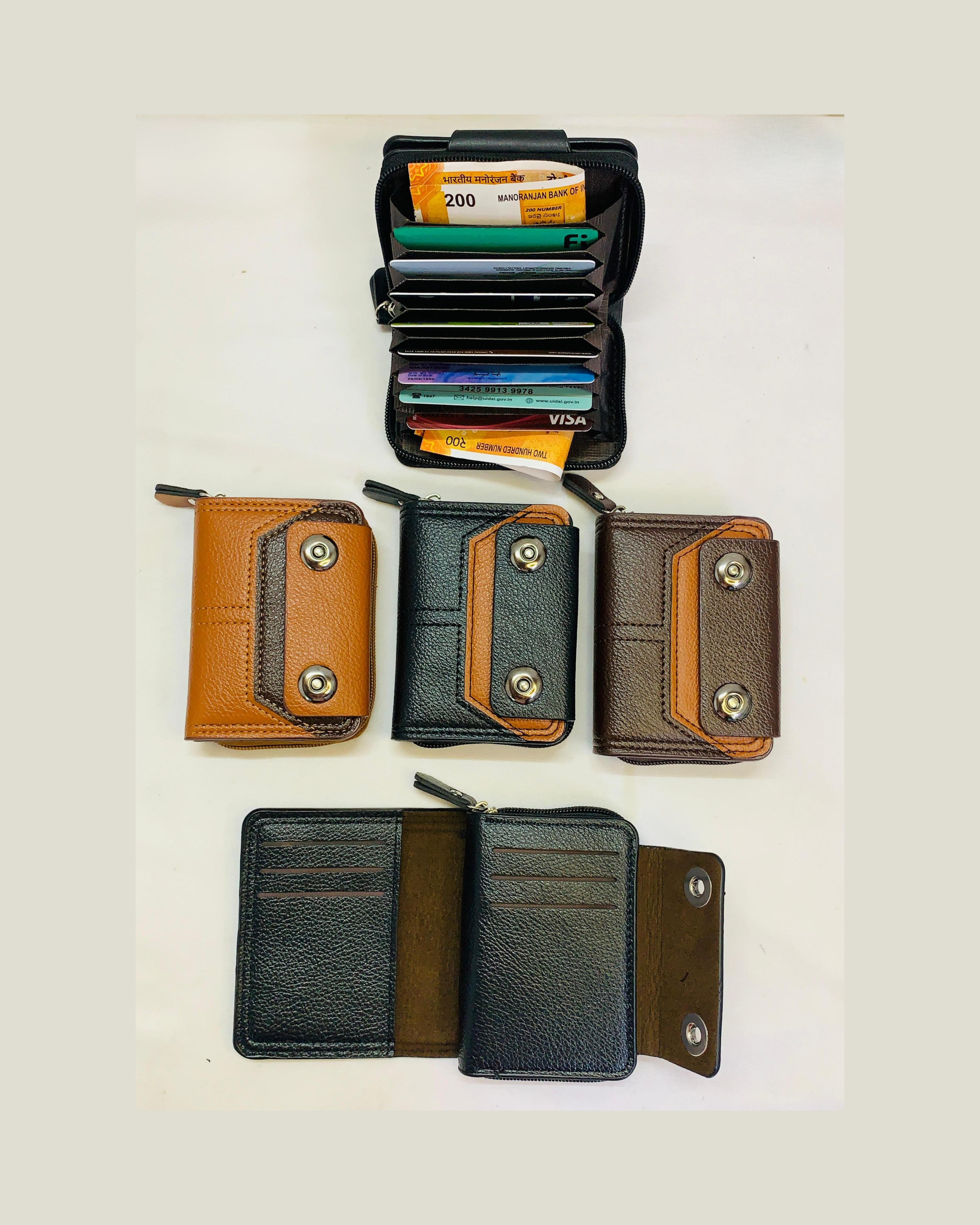 Men & Women Casual Blue Artificial Leather
(11 Card Slots)Zipper Card Holder And wallet